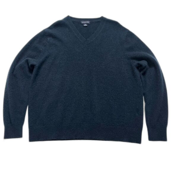 Lands End Cashmere V-neck Mens Blue Sweater XL 46-48 - Picture 1 of 7